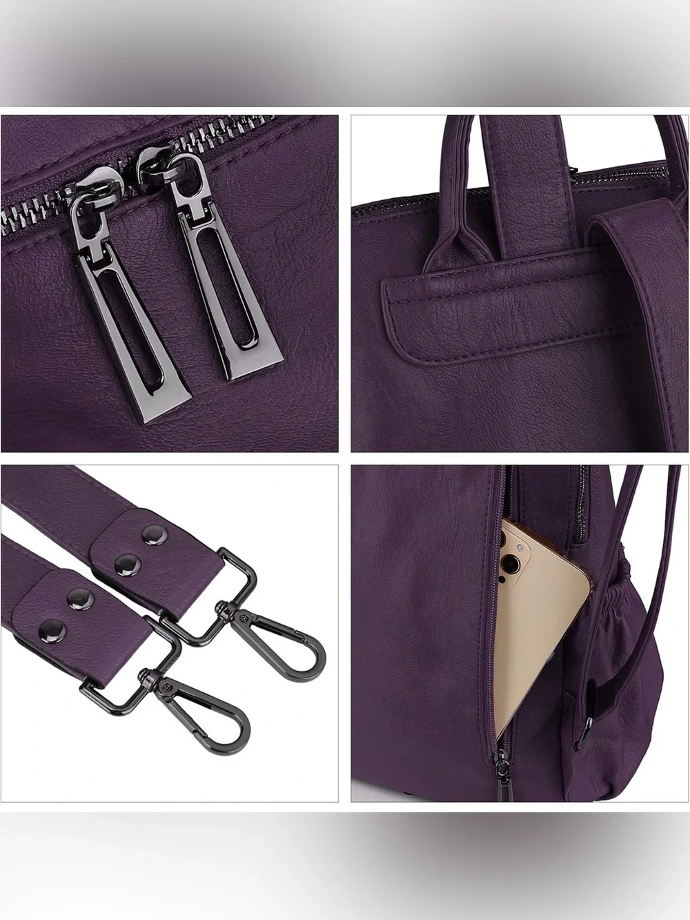 Uromee Purple Vegan Leather Backpack
